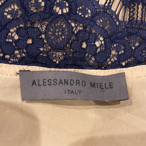 Navy lace with nude pencil skirt underneath - Picture 2 of 3